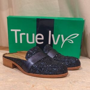 Glitter Mules - Midnight Blue